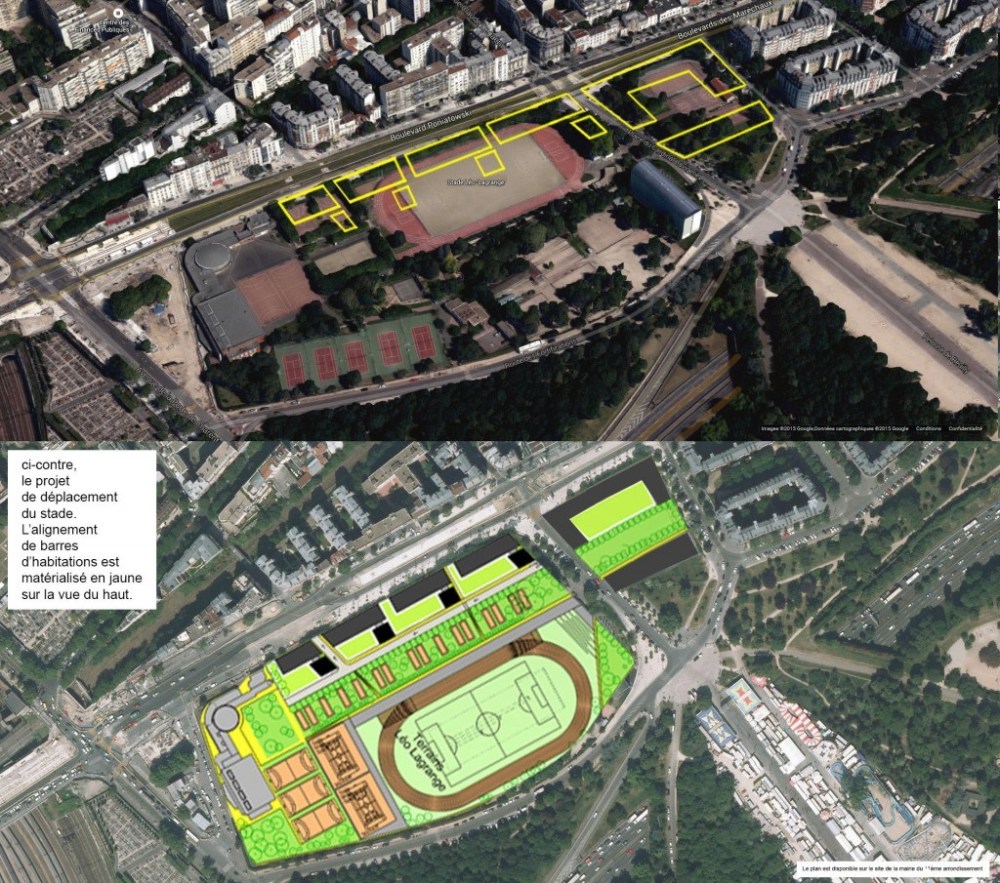 Mise en perspective du projet municipal sur la réalité de google maps